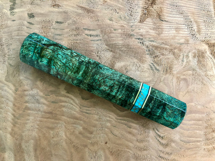 Custom Japanese Knife Handle - dyed mango burl