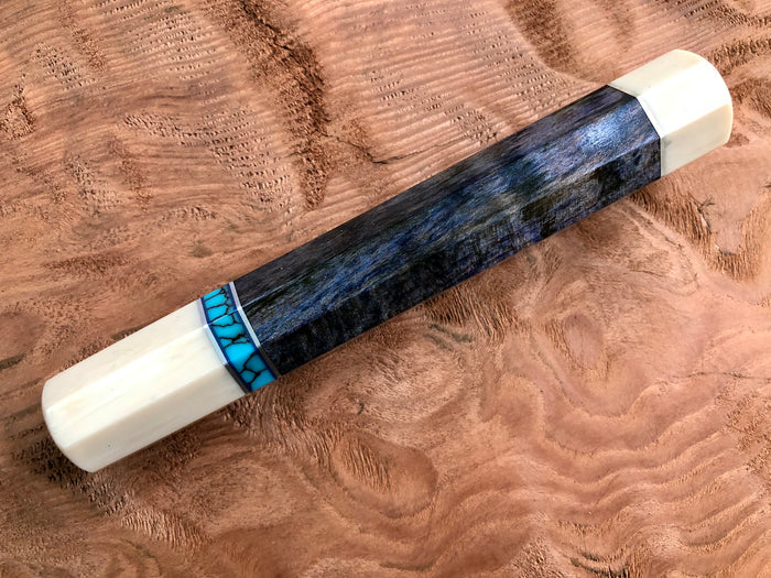 Custom Japanese Knife Handle - dyed maple with faux ivory