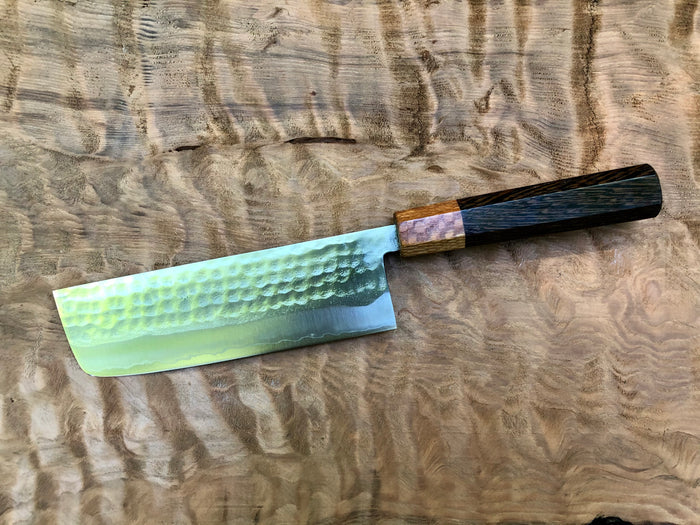 Custom Masutani VG1 Tsuchime Nakiri 180mm - Wenge and Leopard wood