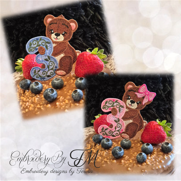 Cute bear No.3 / two variations/4x4 hoop