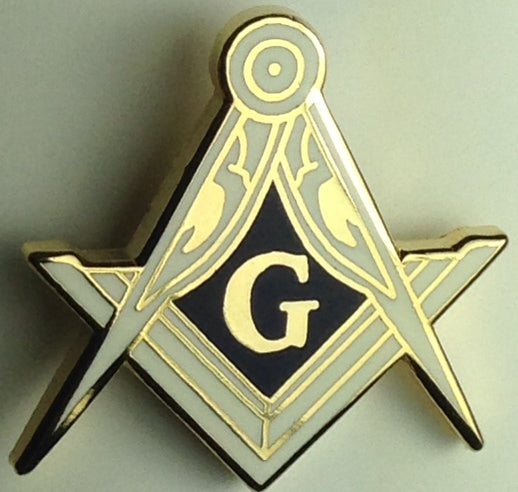 D202 Lapel Pin Masonic S & C Cloisonne White 11/16"