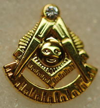 D223 Lapel Pin 1/2" Past Master w/ Rhinestone