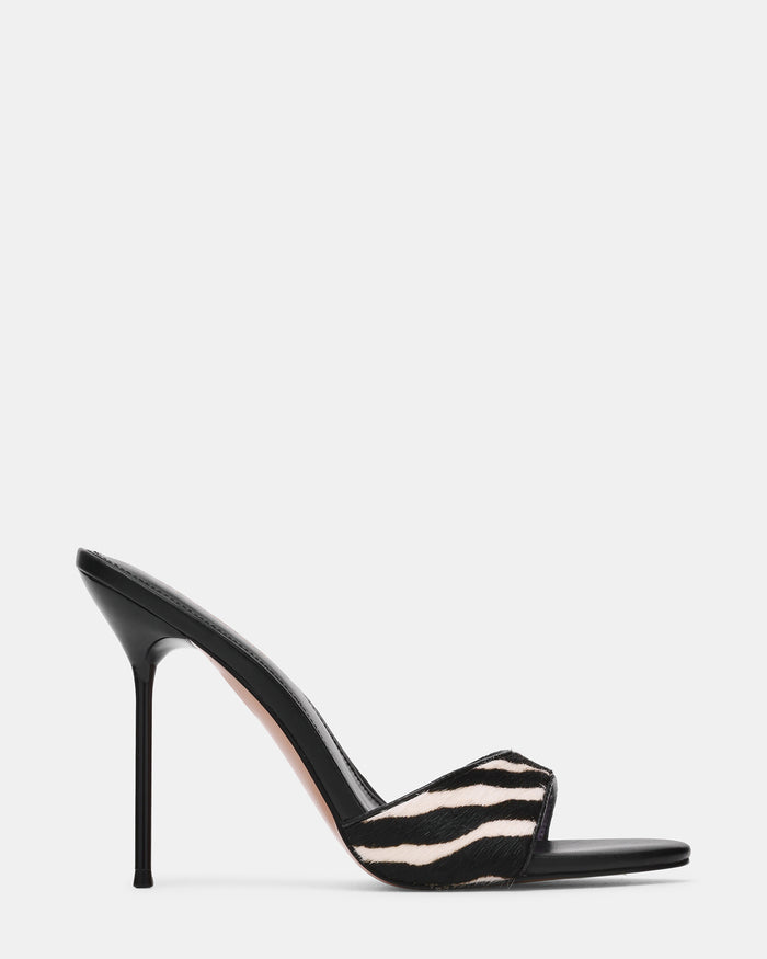 DAVINA Zebra Open-Toe Mule Stiletto Women's Heel | Steve Madden