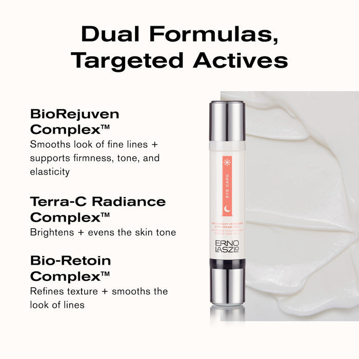Dual Formulas, Targeted Actives
BioRejuven Complex smooths look of fine lines + supports firmness, tone, and esasticity
Terra-C Radiance Complex brightens + events the skin tone
Bio-Retoin Complex refines texture + smooths the look of lines