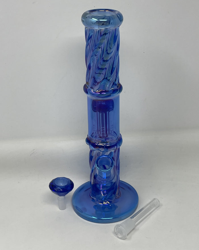 Dazzling Thick Twisted 12.5" Straight Water Pipe 8 arm tree percolator