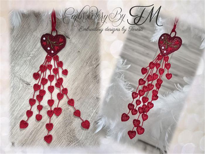 Decoration heart with small hearts /5x7 hoop