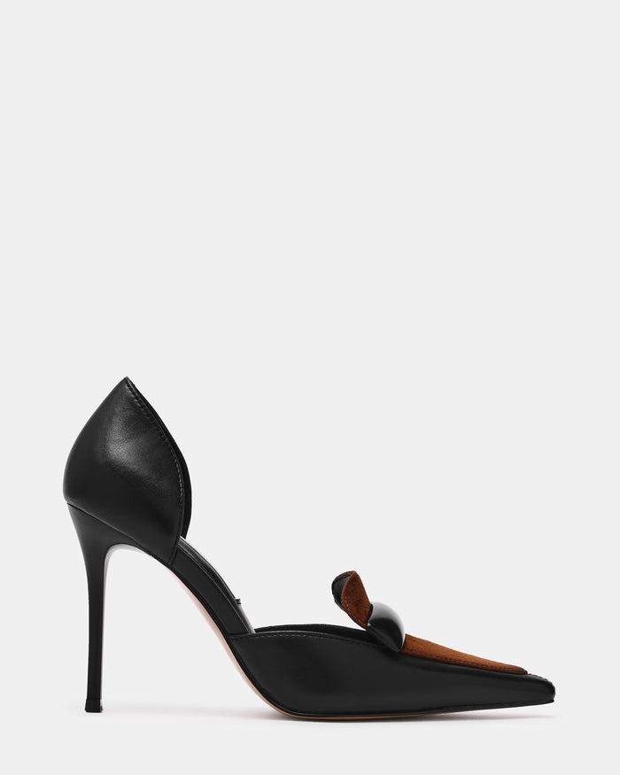 DELPHINI Black/Hickory Pointed-Toe Pump Stiletto Women's Heel | Steve Madden