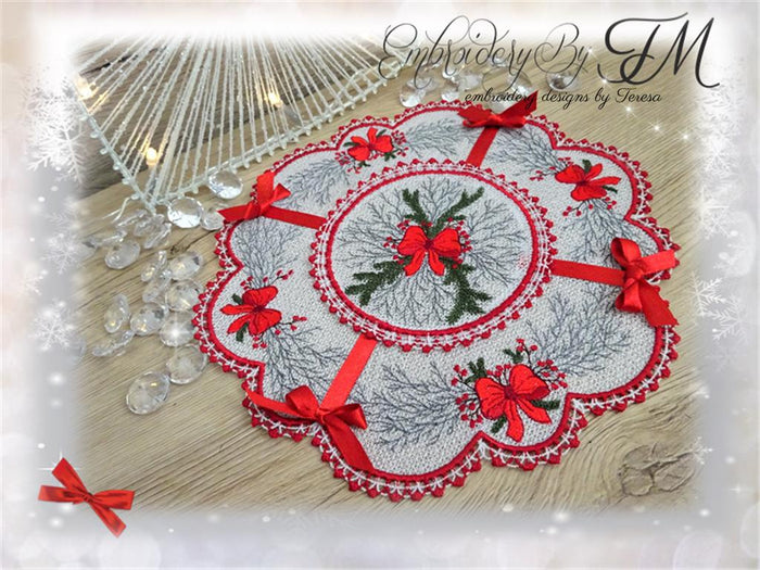 Doily with ribbons / 5x7 hoop