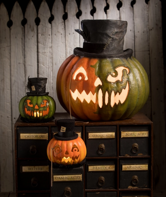 Dr. Jekyll and Mr. Hyde Pumpkins Display by Bethany Lowe
