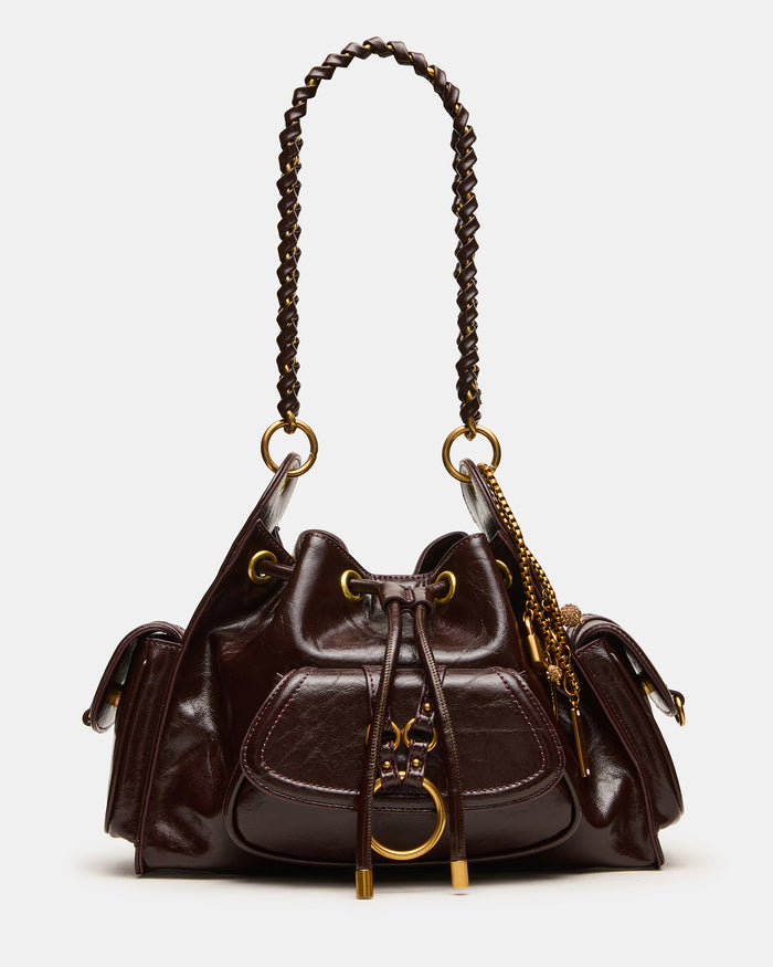 DRU Bag Chocolate Hobo Shoulder Strap Chain Strap Handbag | Steve Madden