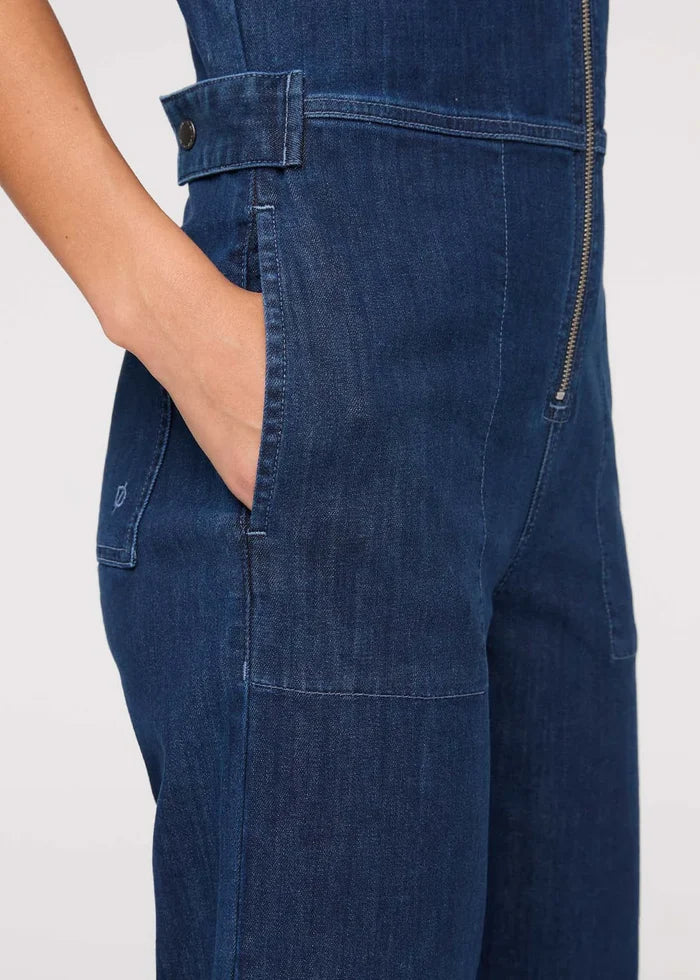 DU/ER PERFORMANCE DENIM SHORT SLEEVE JUMPSUIT