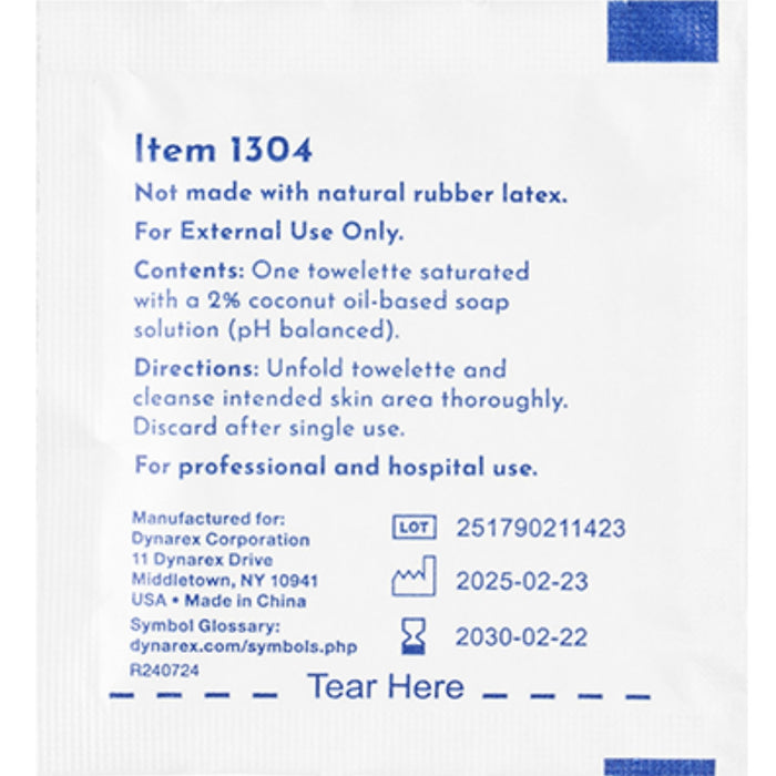 Dynarex Castile Soap Towelettes, 5" x 7"
