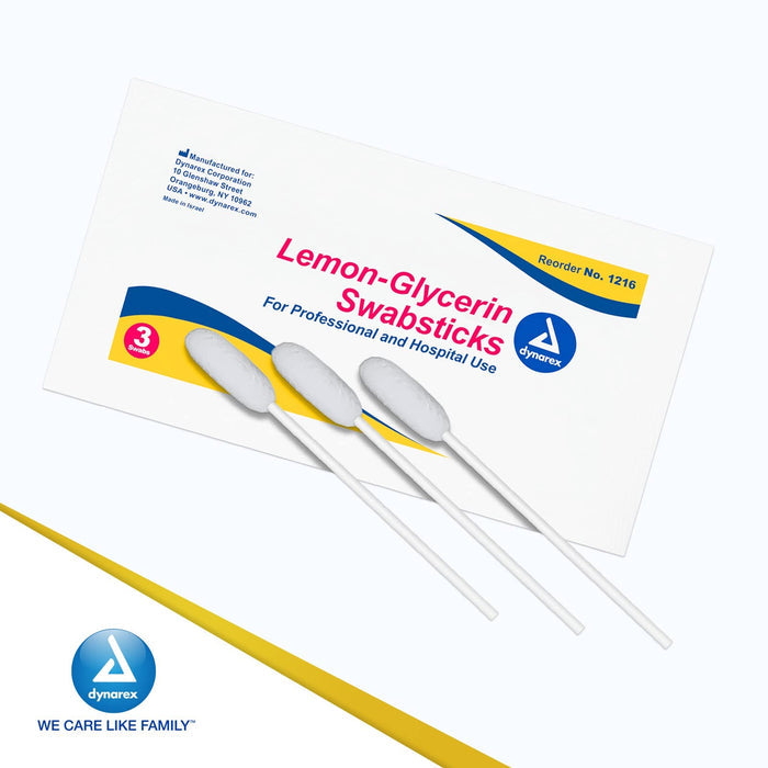 Dynarex Lemon-Glycerin Swabsticks, Foam Tip, 3 Swabsticks per Packet