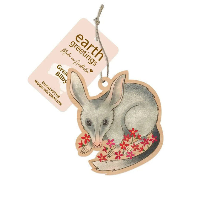 Earth Greetings Wooden Christmas Decoration - Greater Bilby