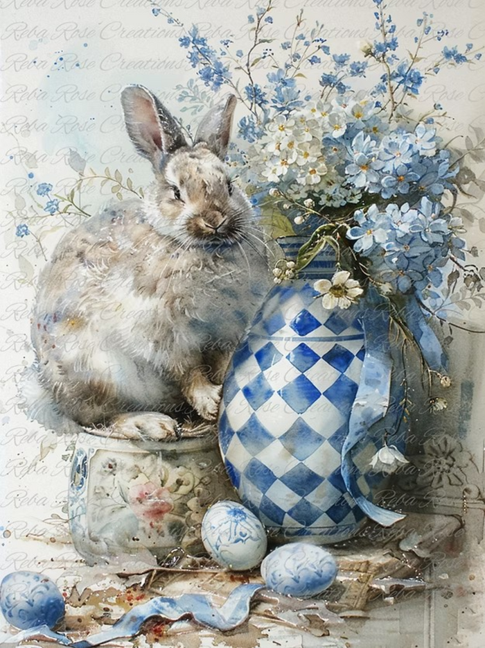 Easter Blues Rice Paper by Reba Rose Creations