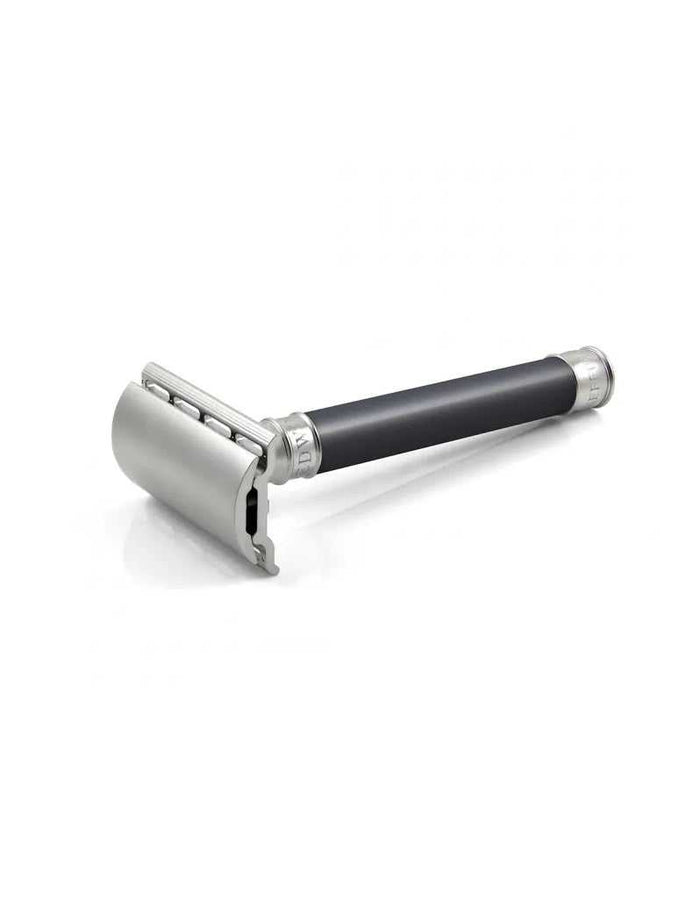 Edwin Jagger 3ONE6 safety razor with stainless steel grey-blue handle
