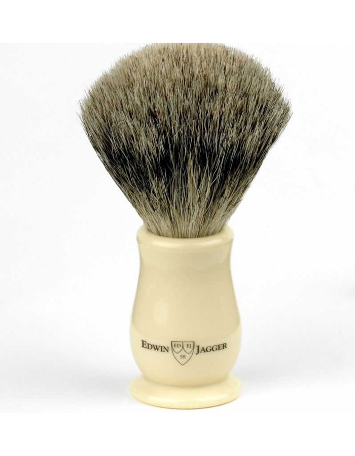 Medium Best Badger Shaving Brush | Edwin Jagger Ivory Handle