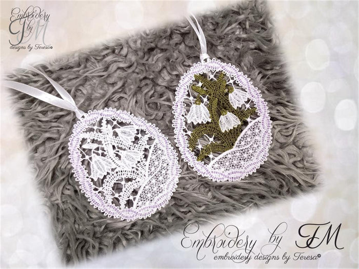Egg bobbin lace No.1/FSL/4x4 hoop