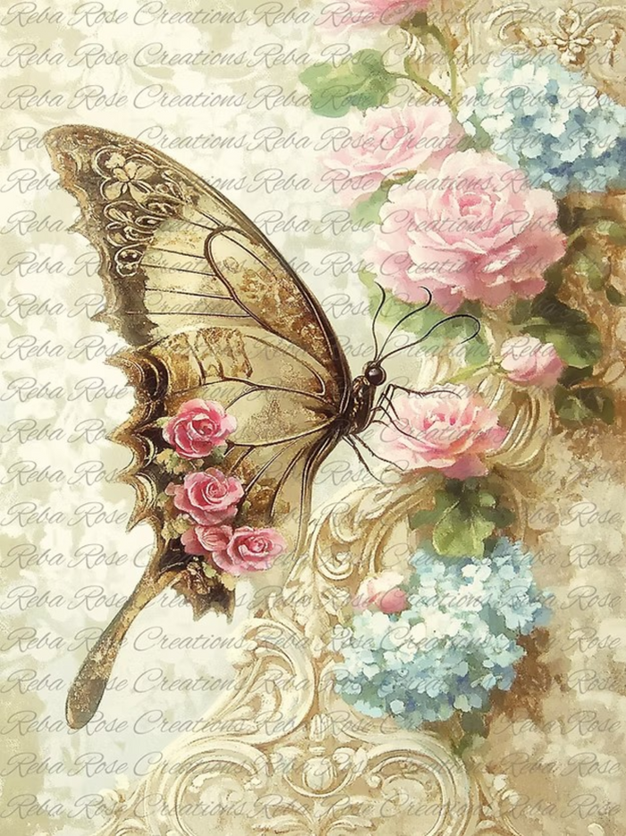 Elegant Beauty Butterfly Rice Paper by Reba Rose Creations