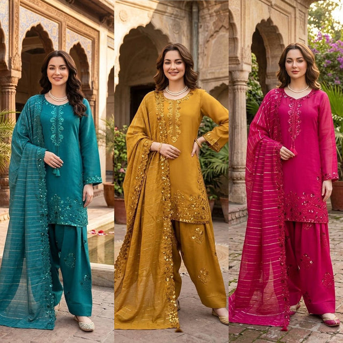 Elegant Embroidery Ensemble for Festive Occasions