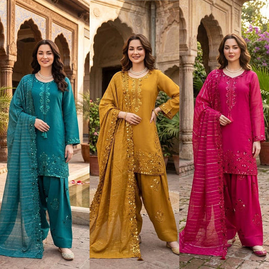 Elegant Embroidery Ensemble for Festive Occasions