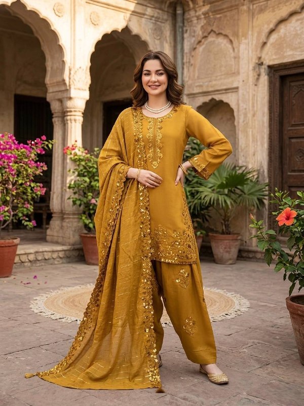 Elegant Embroidery Ensemble for Festive Occasions