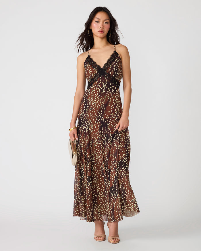 EM Smokey Brown Sleeveless Flowy Women's Maxi Dress | Steve Madden