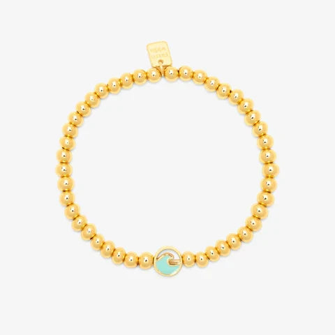 ENAMEL WAVE BALL BEAD STRETCH BRACELET