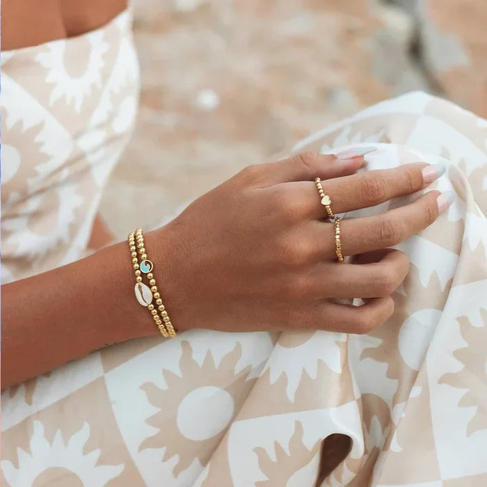 ENAMEL WAVE BALL BEAD STRETCH BRACELET