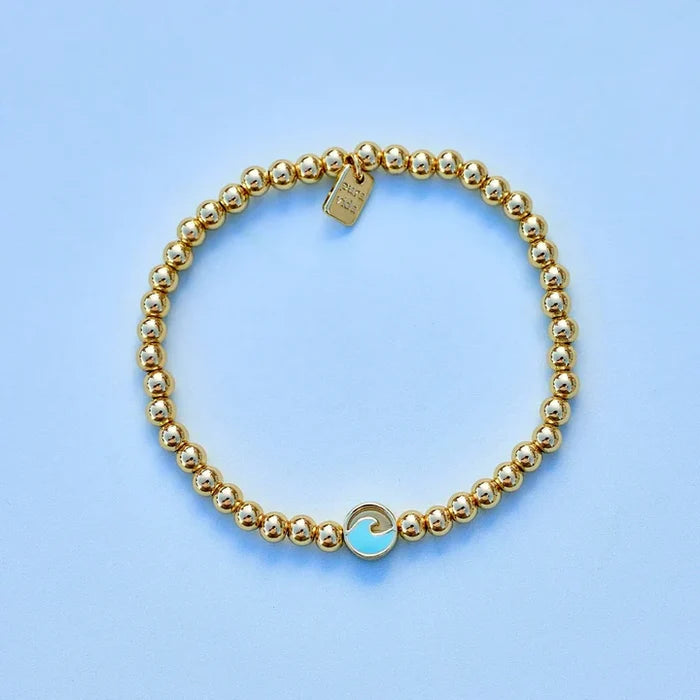 ENAMEL WAVE BALL BEAD STRETCH BRACELET