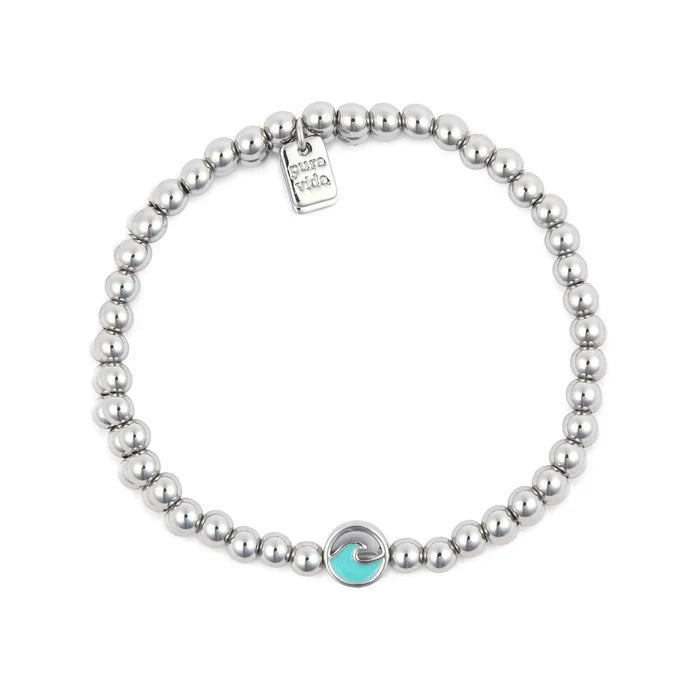 ENAMEL WAVE BALL BEAD STRETCH BRACELET