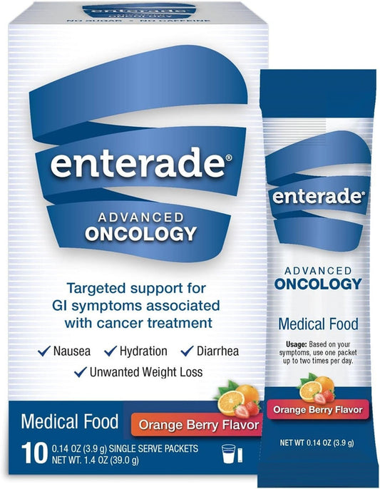 enterade Advanced Oncology Oral Supplement Powder Packets, Orange Berry, 0.13 oz - 20850052516011-Box - LL Medico
