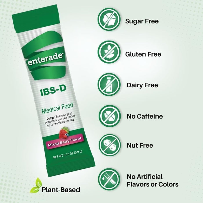 enterade IBS-D Oral Supplement Powder, Mixed Berry, 30 Packets - 40850052516008-Box - LL Medico