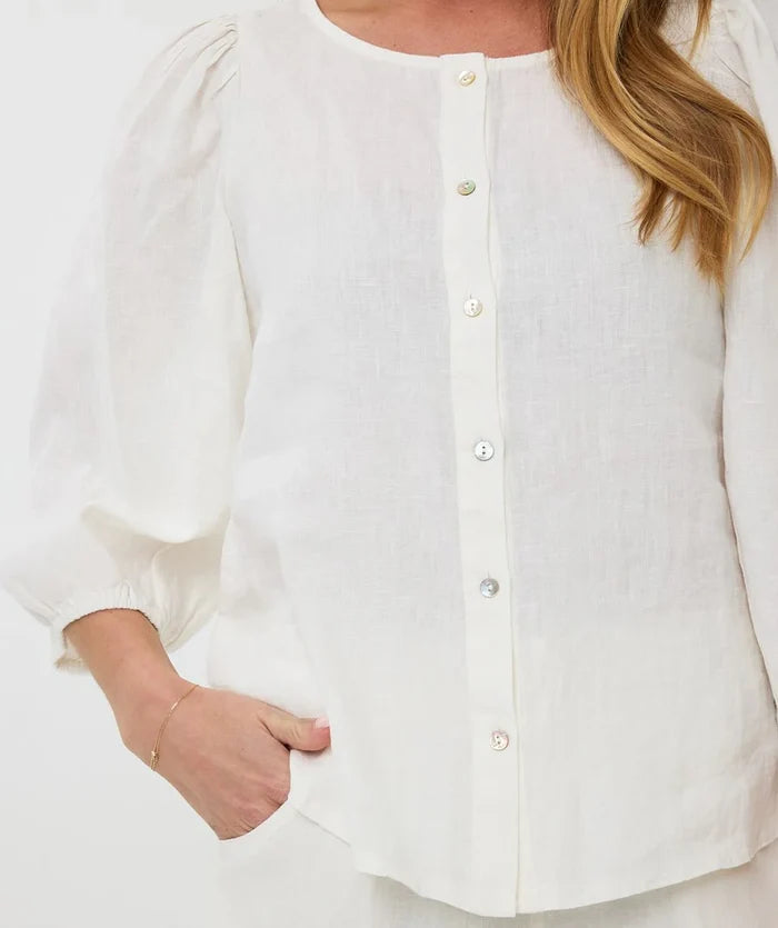 ESQUALO BLOUSE R NECK LINEN