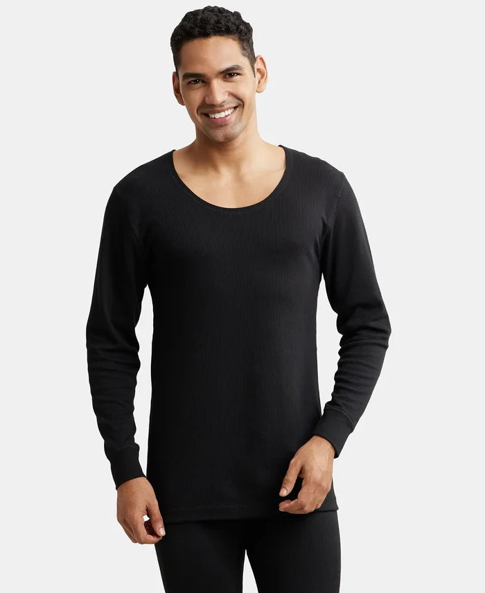 Extra Warmth Super Combed Cotton Rich Full Sleeve Thermal Set with StayWarm Technology - Black