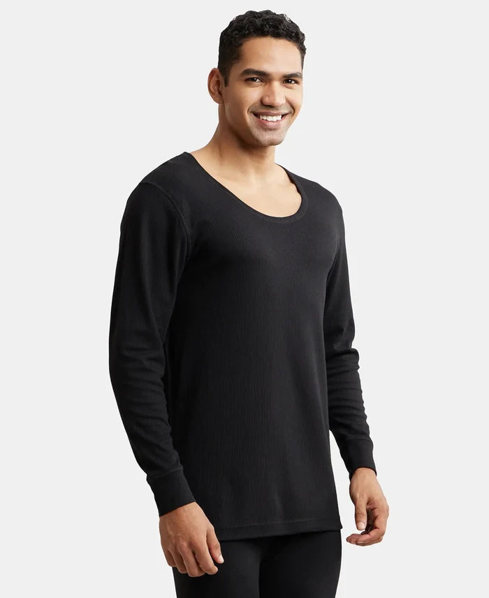 Extra Warmth Super Combed Cotton Rich Full Sleeve Thermal Set with StayWarm Technology - Black