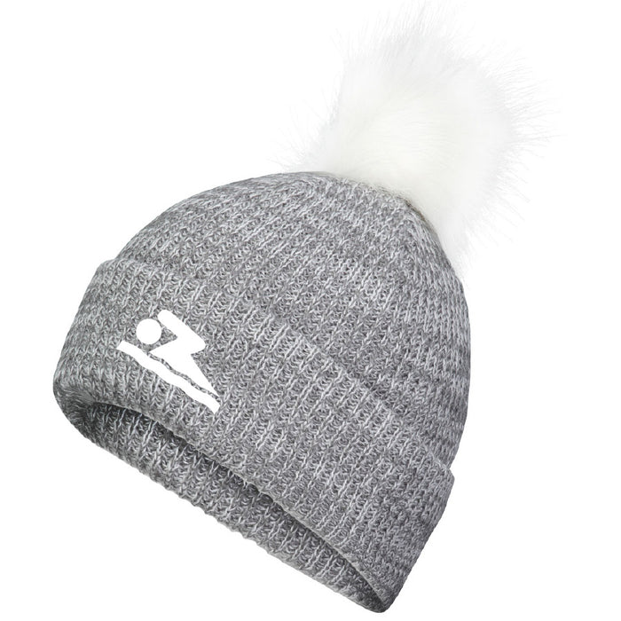 Faux Fur Pom Swimmer Beanie grey