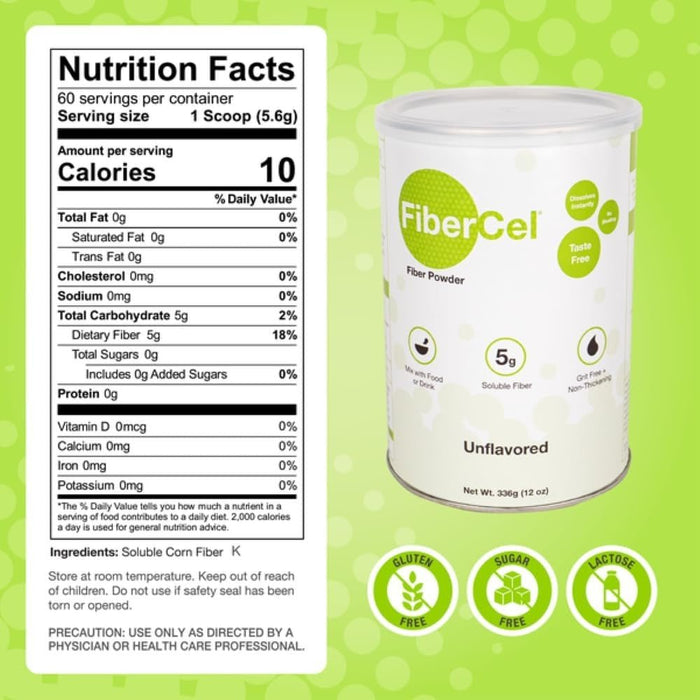 FiberCel Fiber Powder, Unflavored, 12 oz - GH-13-Single - LL Medico