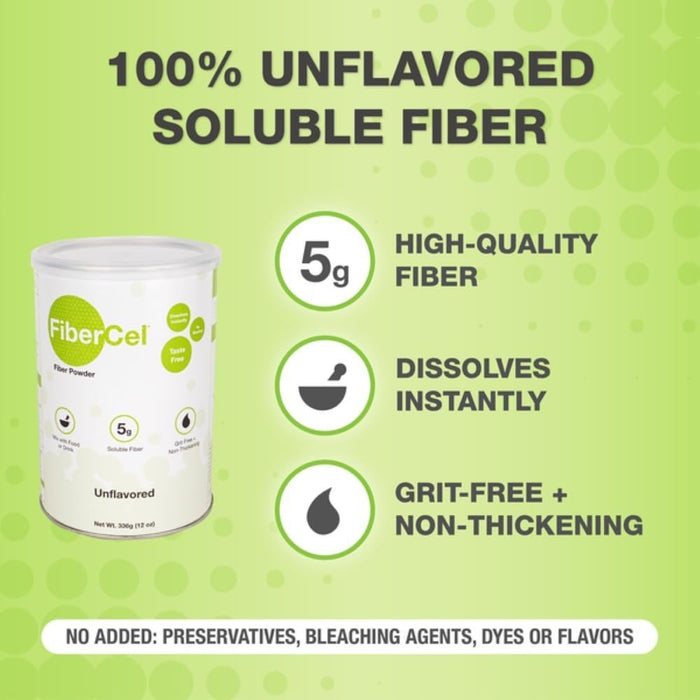 FiberCel Fiber Powder, Unflavored, 12 oz - GH-13-Single - LL Medico