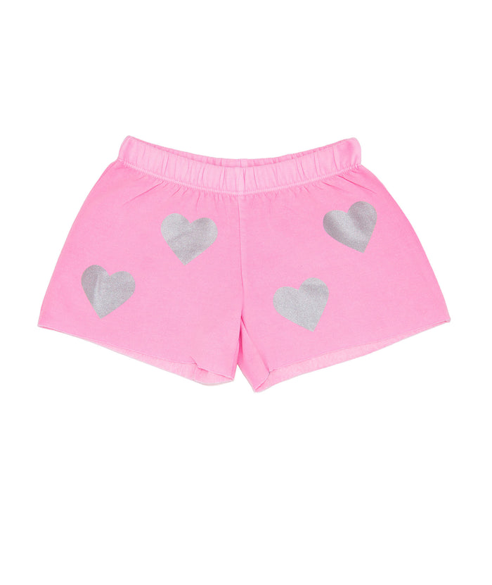 Firehouse Girls Silver Heart Toss Fleece Shorts Distressed/seasonal girls Firehouse Neon Pink Y/5