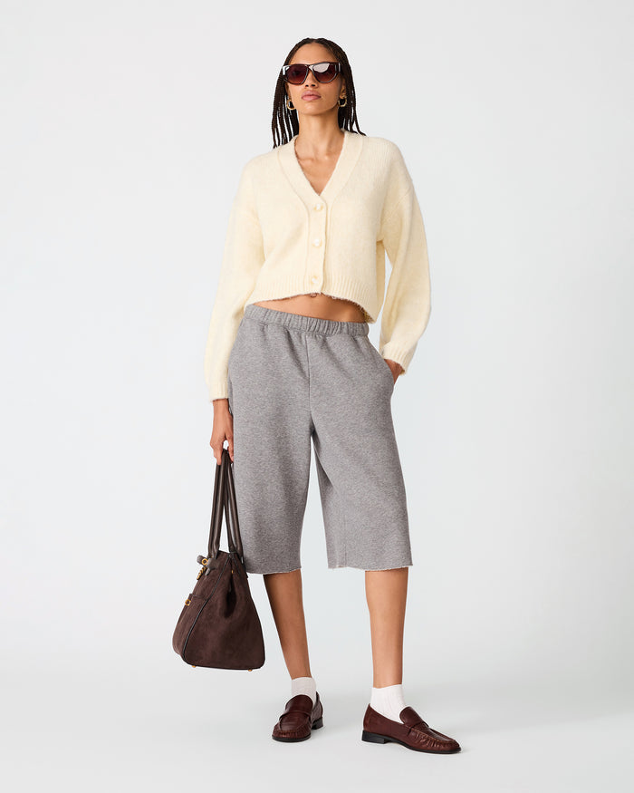 FLEECE Light Heather Grey Bottoms Women's Sweat Shorts | Steve Madden