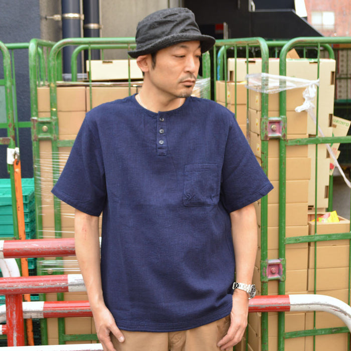 FOB FACTORY "F3493" INDIGO WAFFLE-T