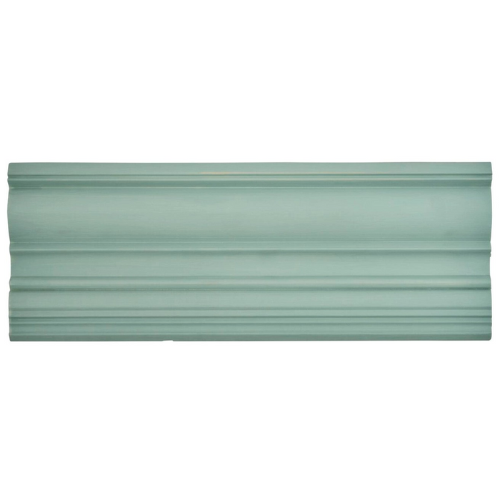 A single decorative molding piece with a ribbed, fluted texture in a muted sage green color, shown against a plain white background.