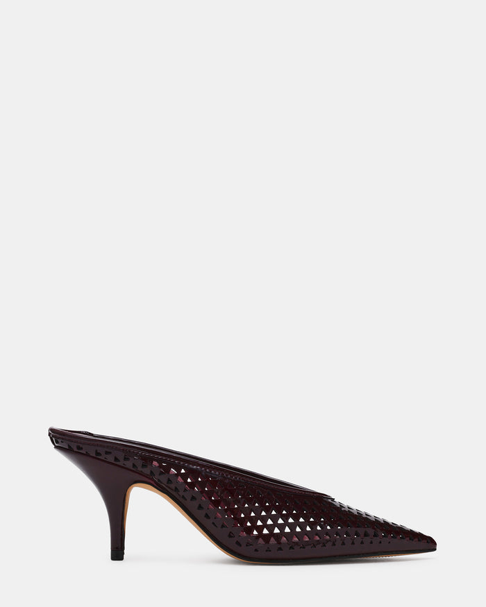 FONZA Perforated Dark Cherry Pointed-Toe Mule Women's Kitten Heel | Steve Madden