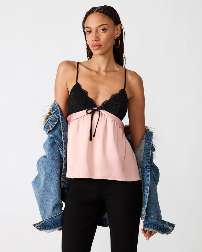 FRANCINE Pink Sleeveless Flowy Bow Women's Tank Top | Steve Madden