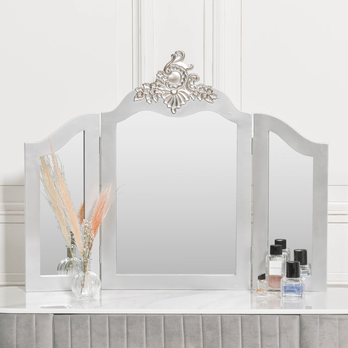 French Antique Silver Vanity Mirror - Modern Home Interiors
