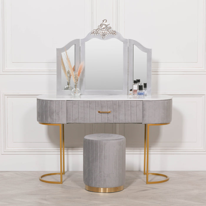 French Antique Silver Vanity Mirror - Modern Home Interiors
