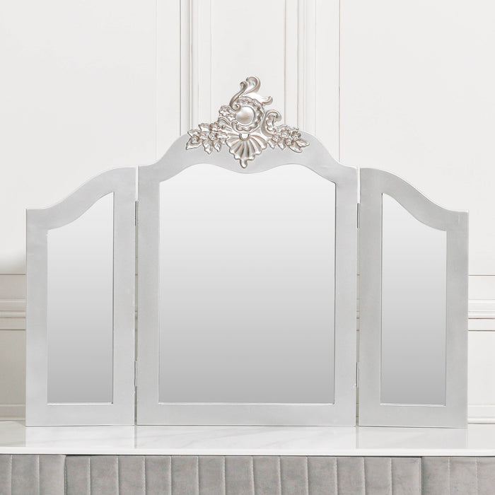 French Antique Silver Vanity Mirror - Modern Home Interiors