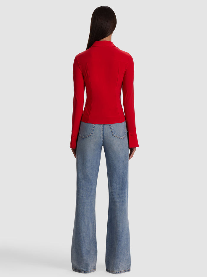 FREYA BUTTON DOWN TOP - CHILI PEPPER