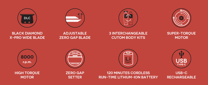 Gamma+ Boosted Trimmer - Professional Cordless Hair Trimmer with Super-Torque Motor